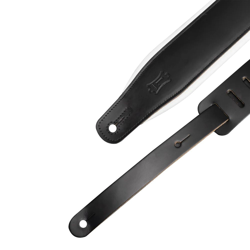 Levy Amped Leather Series Guitar Strap in Black and White